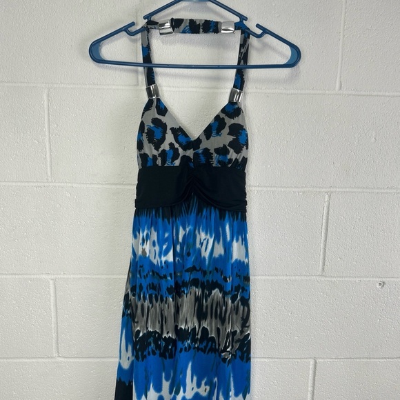 Blue and Black Halter Dress - Picture 1 of 6
